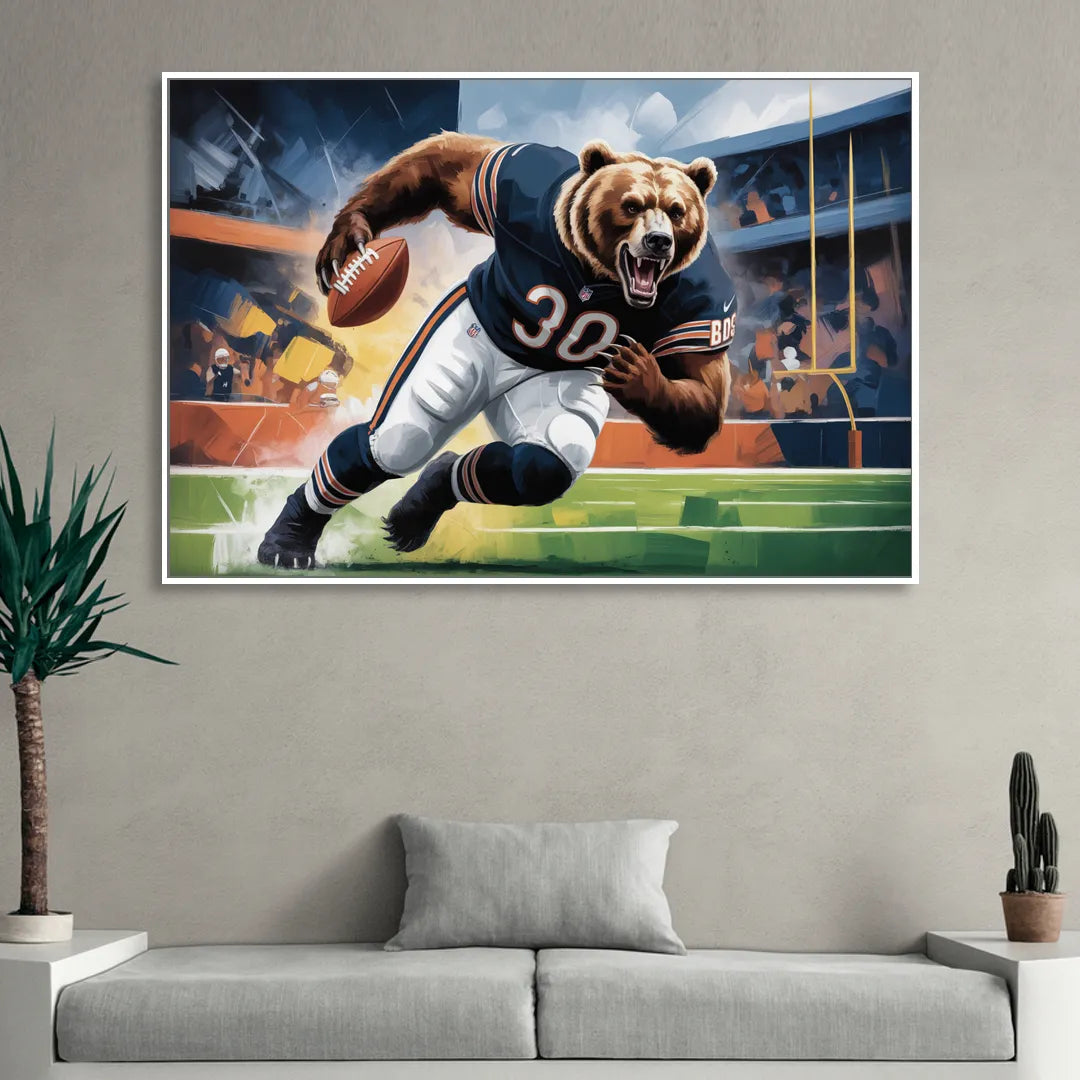Chicago Bears Impressionistic Bear Art Sitting Room - White Canvas Wall Art