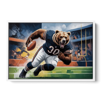 Chicago Bears Impressionistic Bear Art Front - White Canvas Wall Art
