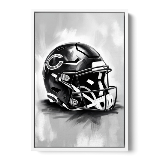 Chicago Bears Vintage Helmet Design - White Framed Canvas Wall Art - Front
