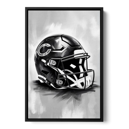 Chicago Bears Vintage Helmet Design - Black Frame Canvas