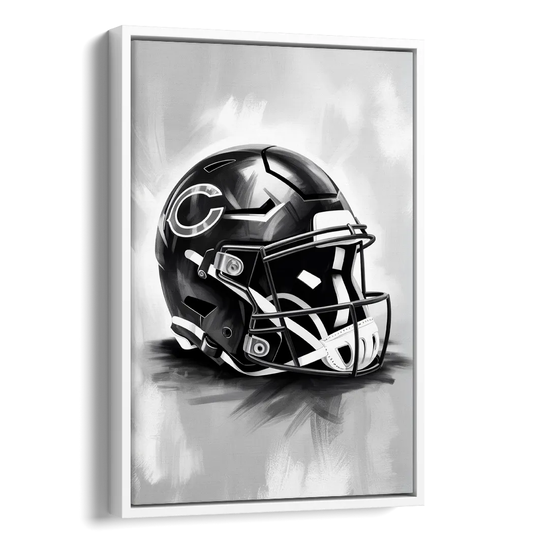 Chicago Bears Vintage Helmet Design Side - White Canvas Wall Art