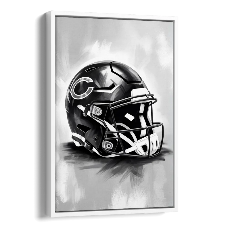 Chicago Bears Vintage Helmet Design Side - White Canvas Wall Art