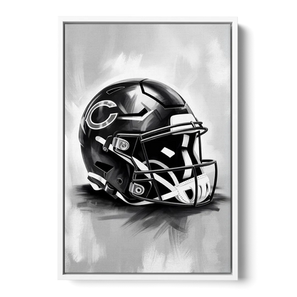 Chicago Bears Vintage Helmet Design - White Frame Canvas