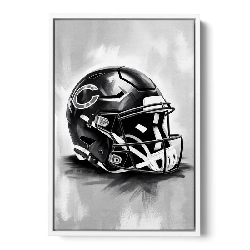 Chicago Bears Vintage Helmet Design - White Frame Canvas