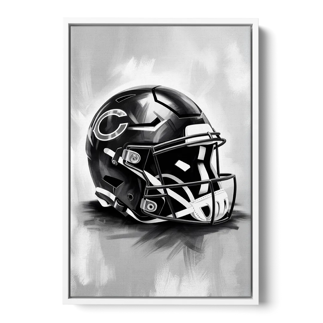 Chicago Bears Vintage Helmet Design Front - White Canvas Wall Art