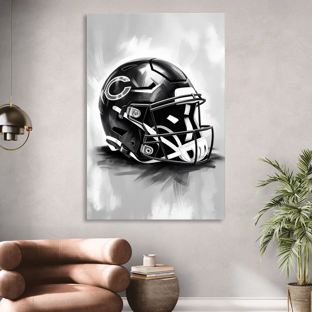 Chicago Bears Vintage Helmet Design Sitting Room - Canvas Wall Art
