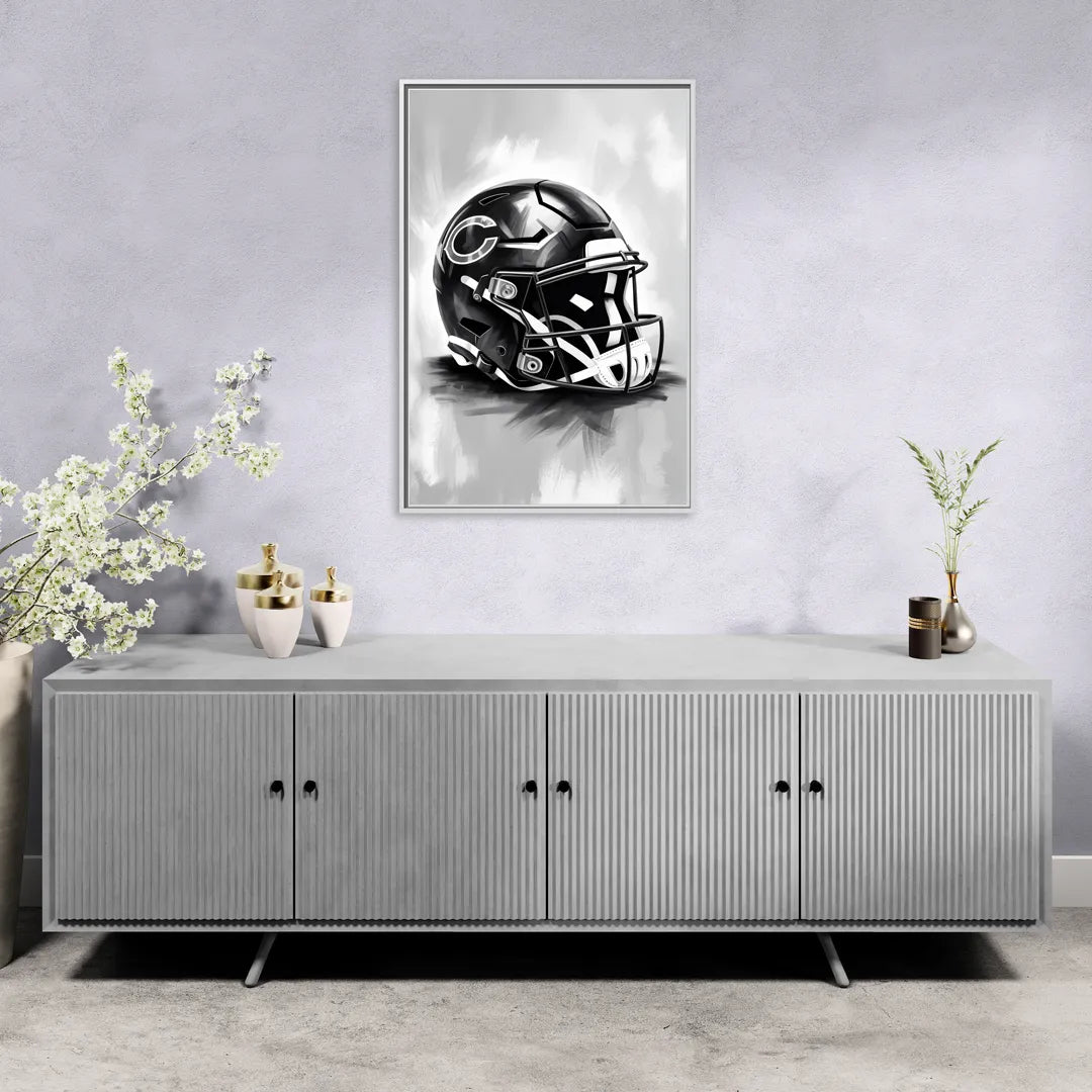 Chicago Bears Vintage Helmet Design - Living Room White Frame Canvas