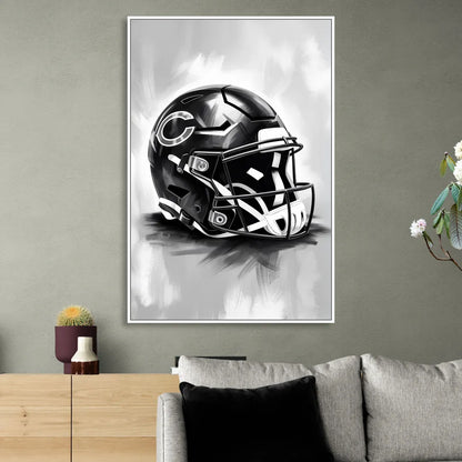 Chicago Bears Vintage Helmet Design Sitting Room - White Canvas Wall Art