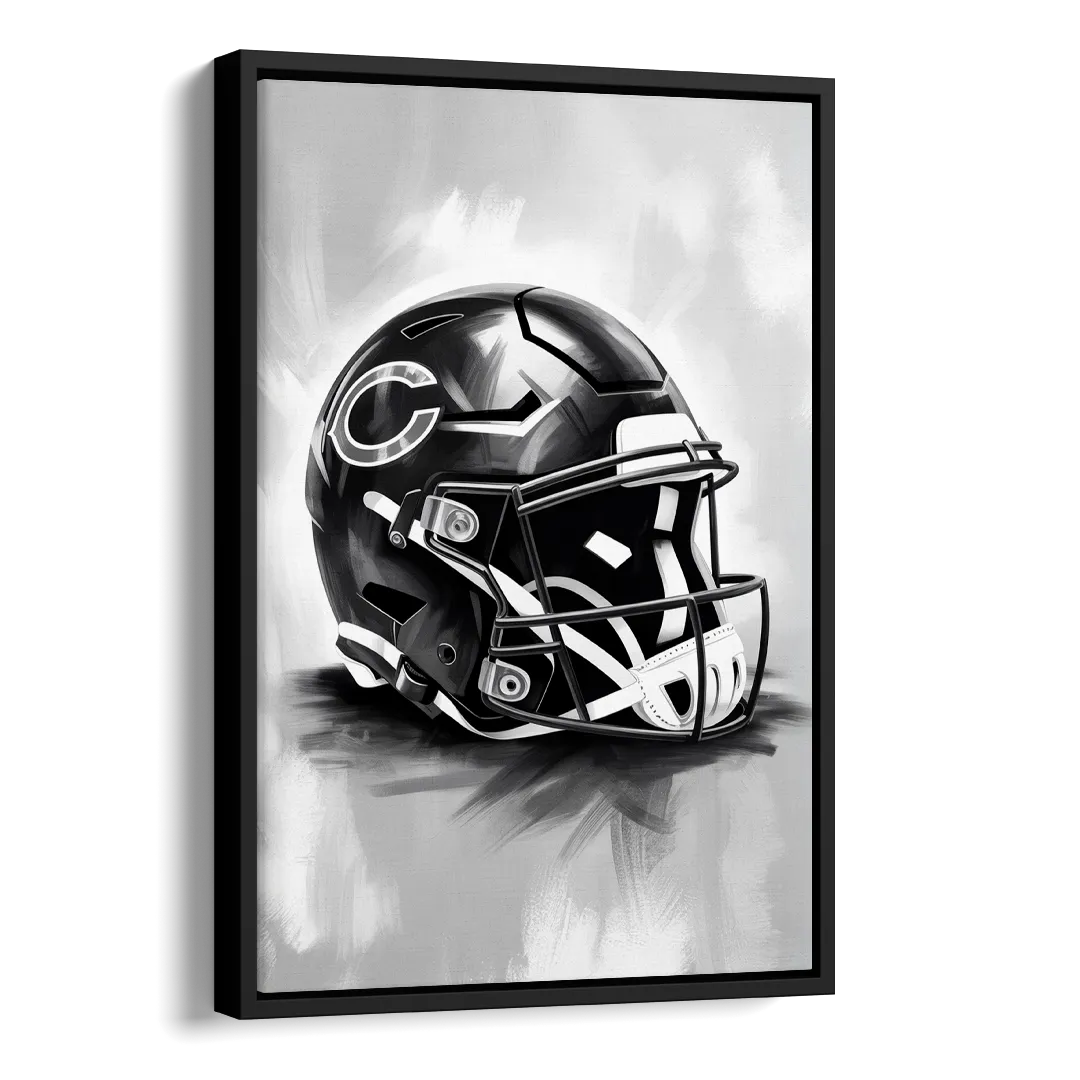 Chicago Bears Vintage Helmet Design Side - Black Canvas Wall Art