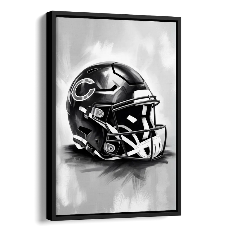 Chicago Bears Vintage Helmet Design Side - Black Canvas Wall Art