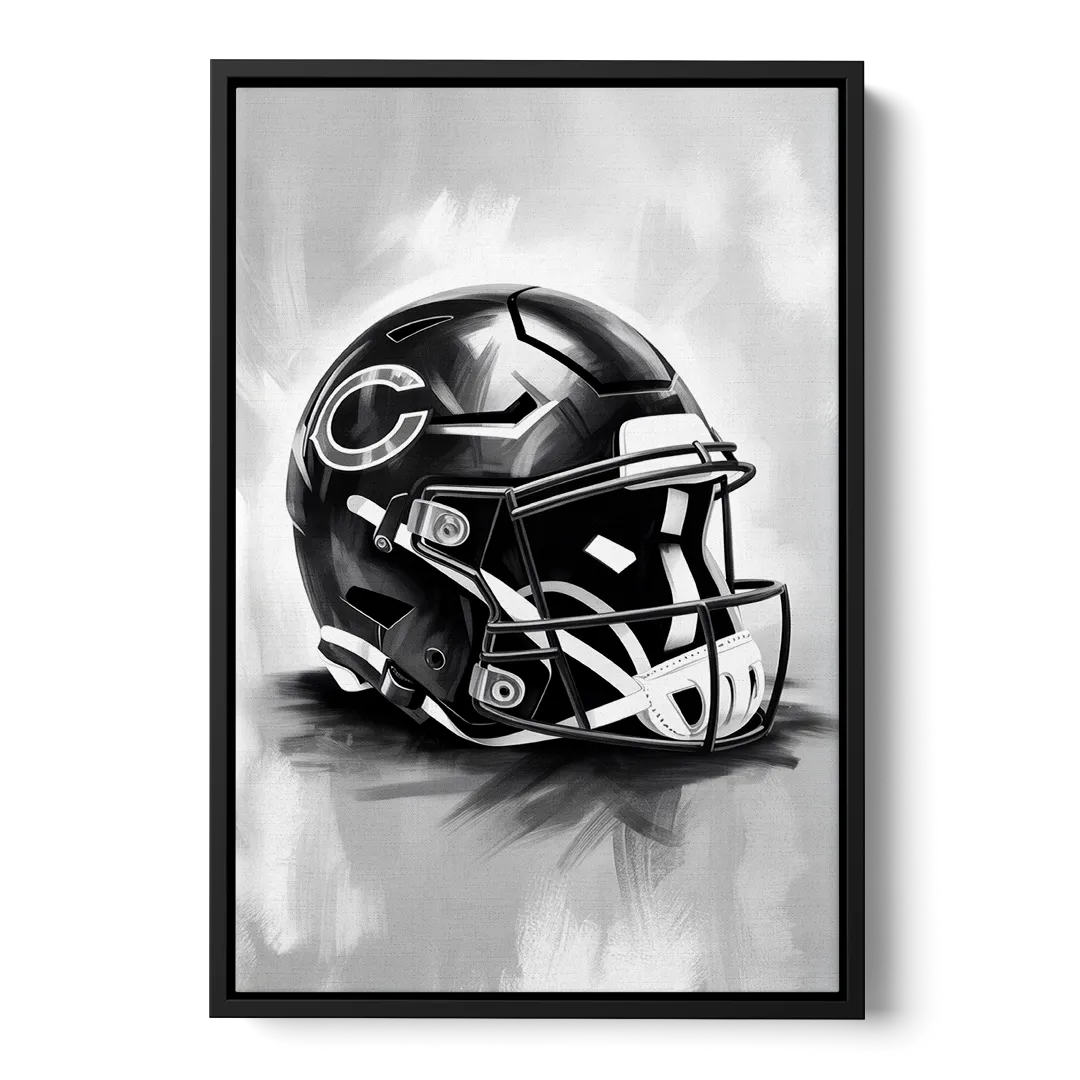 Chicago Bears Vintage Helmet Design Front - Black Canvas Wall Art