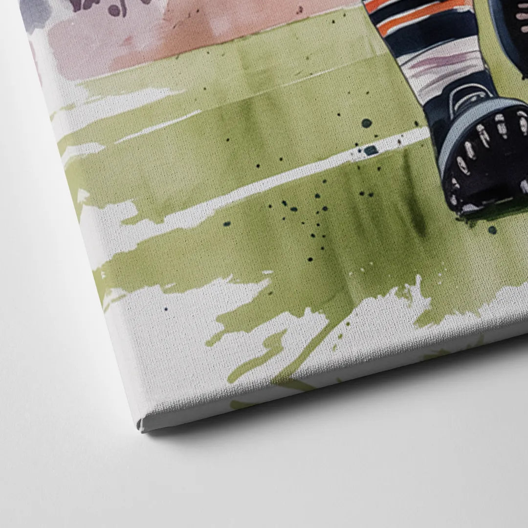 Chicago Bears Watercolor Art  Fierce Mascot in Motion Canvas Close Up
