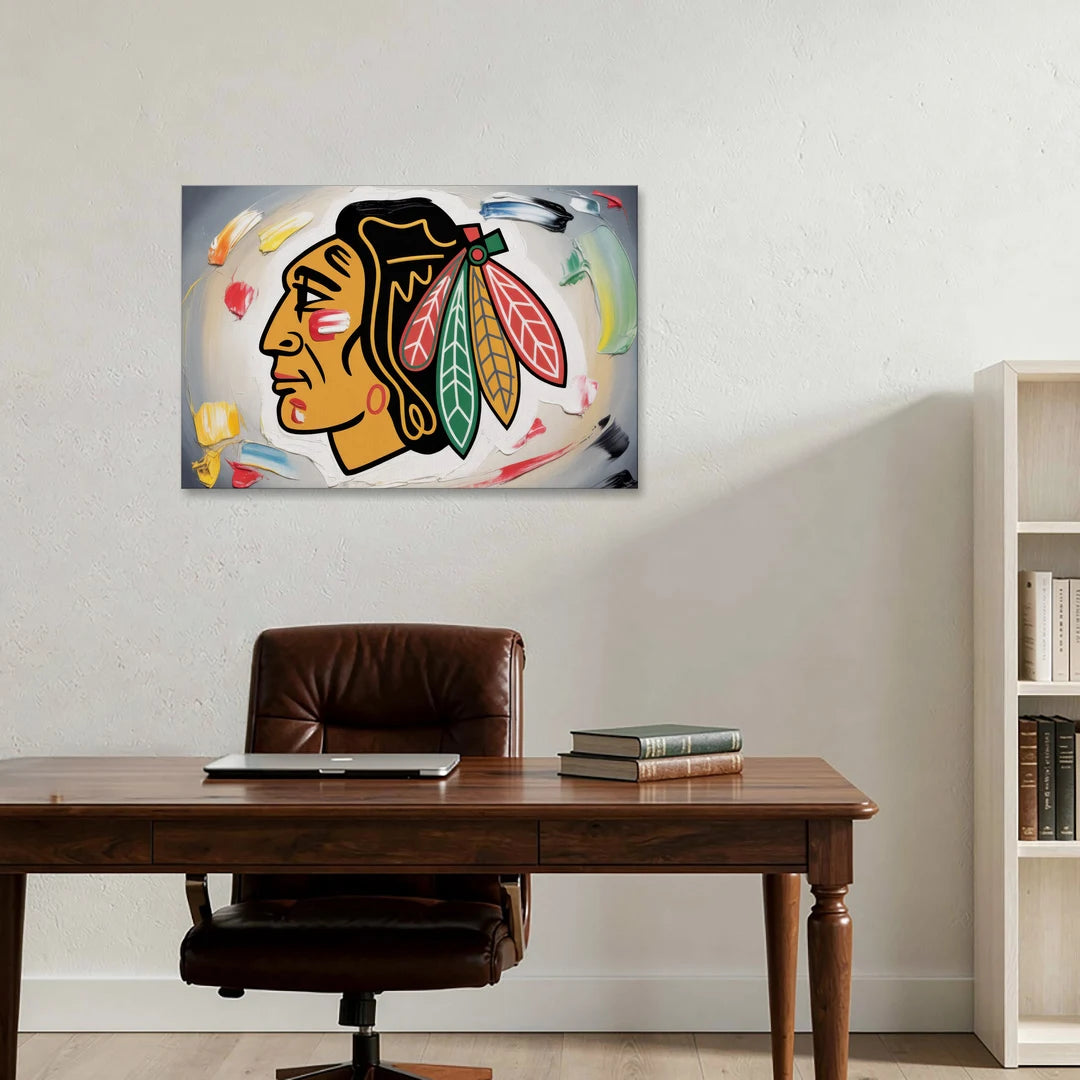 Chicago Blackhawks Classic Logo Redux - Canvas Wall Art - Office - 36x24