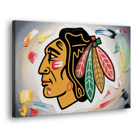 Chicago Blackhawks Classic Logo Redux - Canvas Wall Art - Side