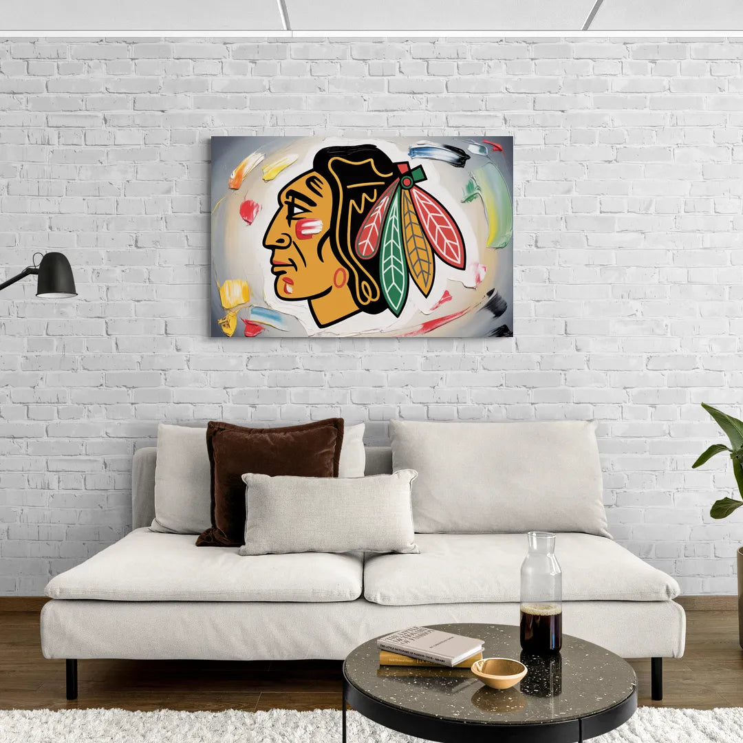 Chicago Blackhawks Classic Logo Redux - Canvas Wall Art Living Room