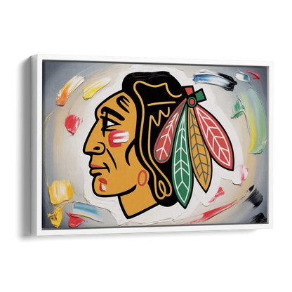 Chicago Blackhawks Classic Logo Redux Side - White Canvas Wall Art