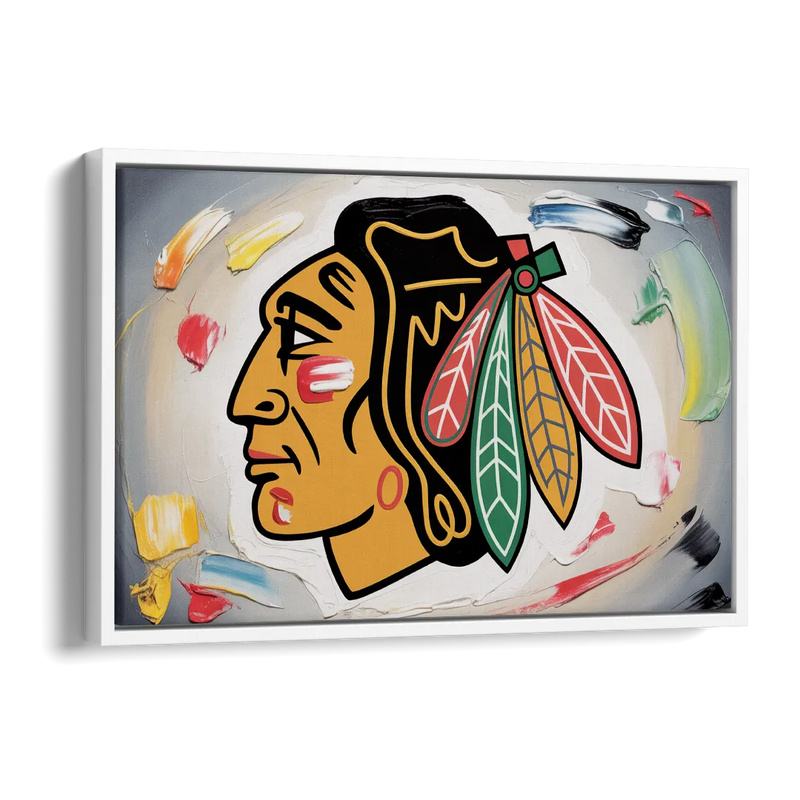 Chicago Blackhawks Classic Logo Redux Side - White Canvas Wall Art