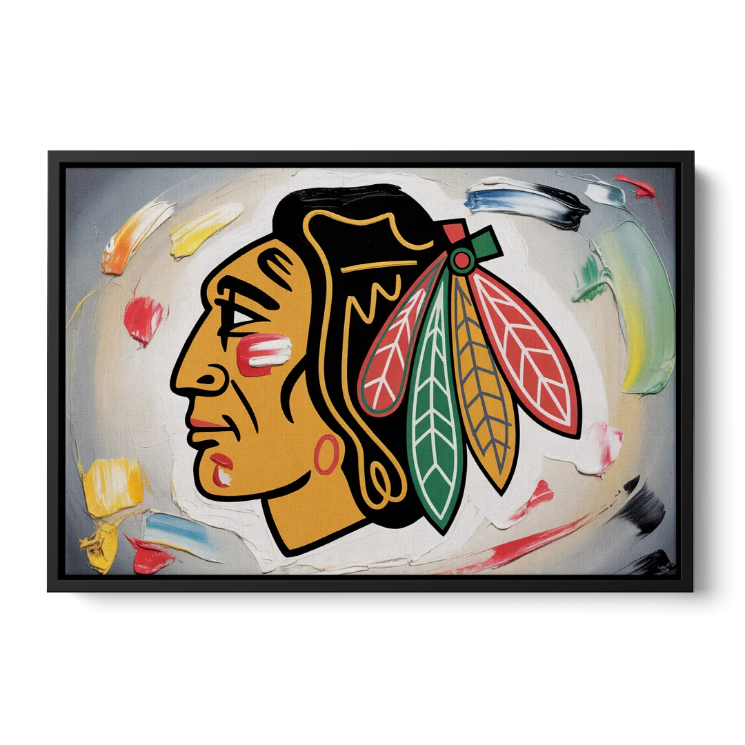 Chicago Blackhawks Classic Logo Redux - Black Frame Canvas