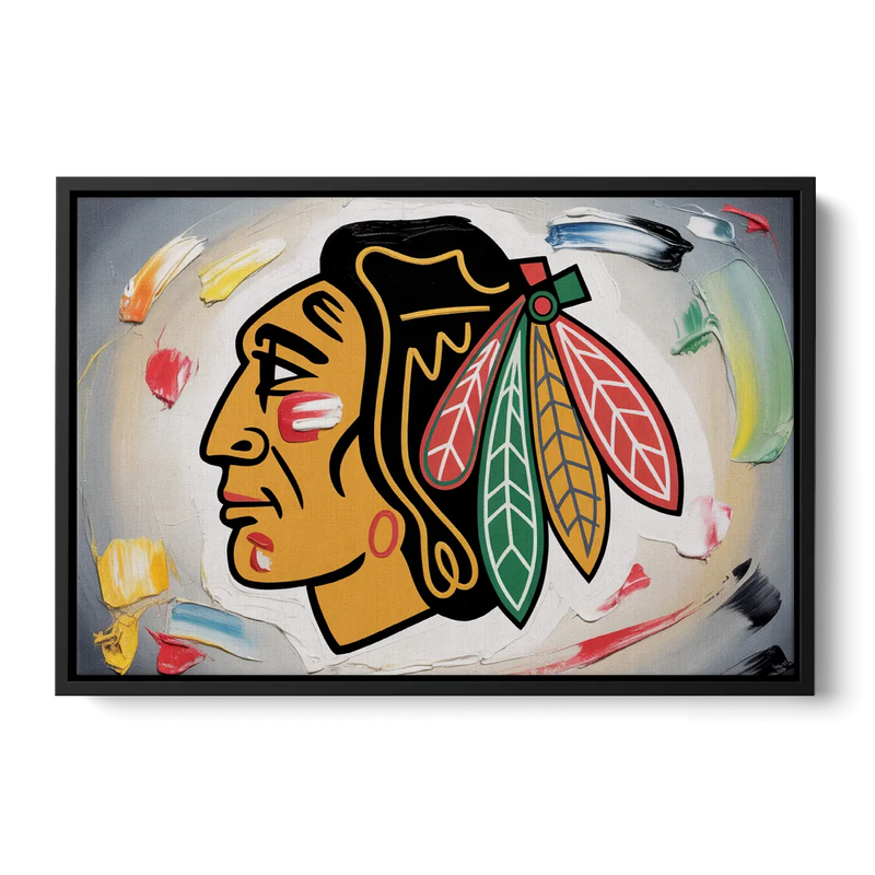 Chicago Blackhawks Classic Logo Redux - Black Frame Canvas