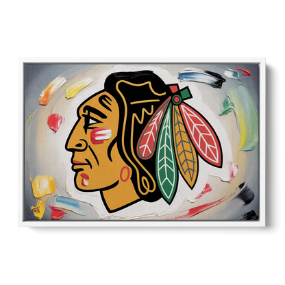 Chicago Blackhawks Classic Logo Redux - White Frame Canvas