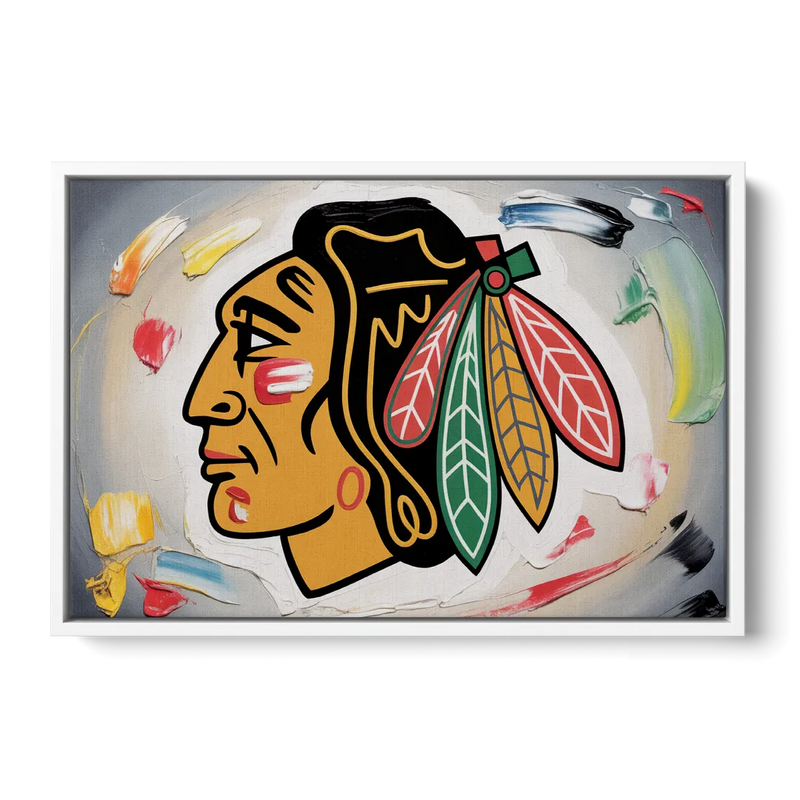 Chicago Blackhawks Classic Logo Redux - White Frame Canvas