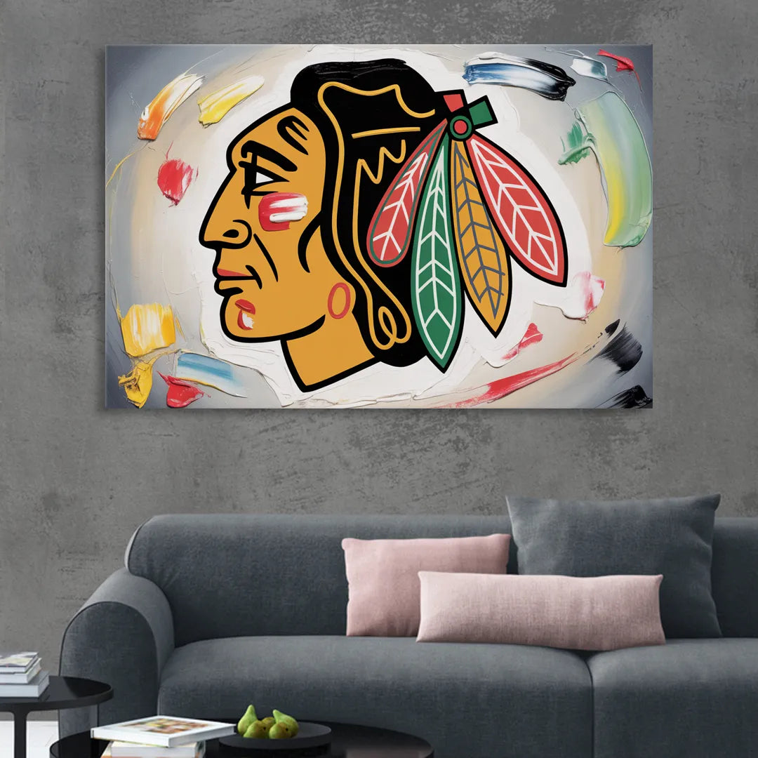 Chicago Blackhawks Classic Logo Redux Living Room - Canvas Wall Art