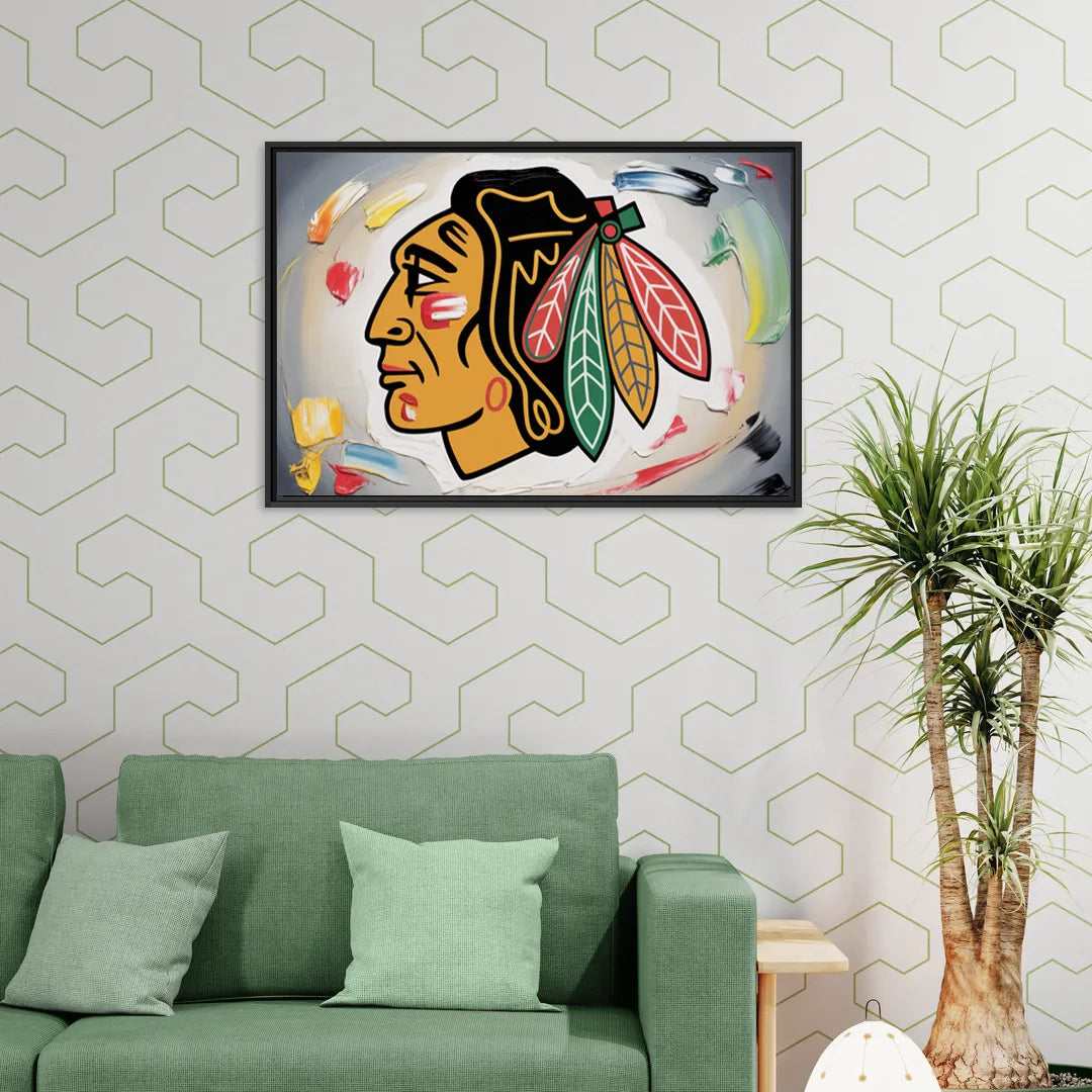 Chicago Blackhawks Classic Logo Redux - Living Room Black Frame Canvas