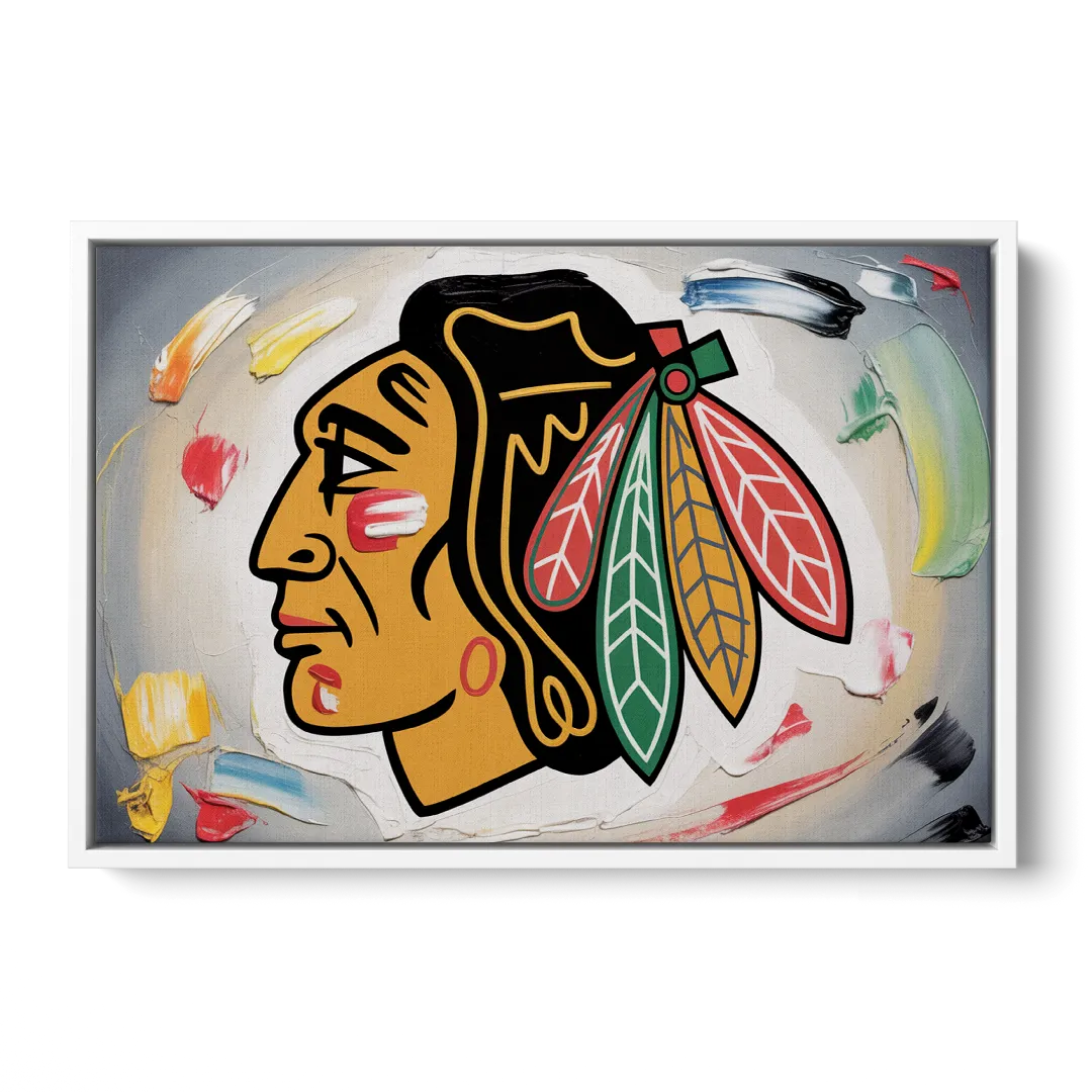 Chicago Blackhawks Classic Logo Redux Front - White Canvas Wall Art