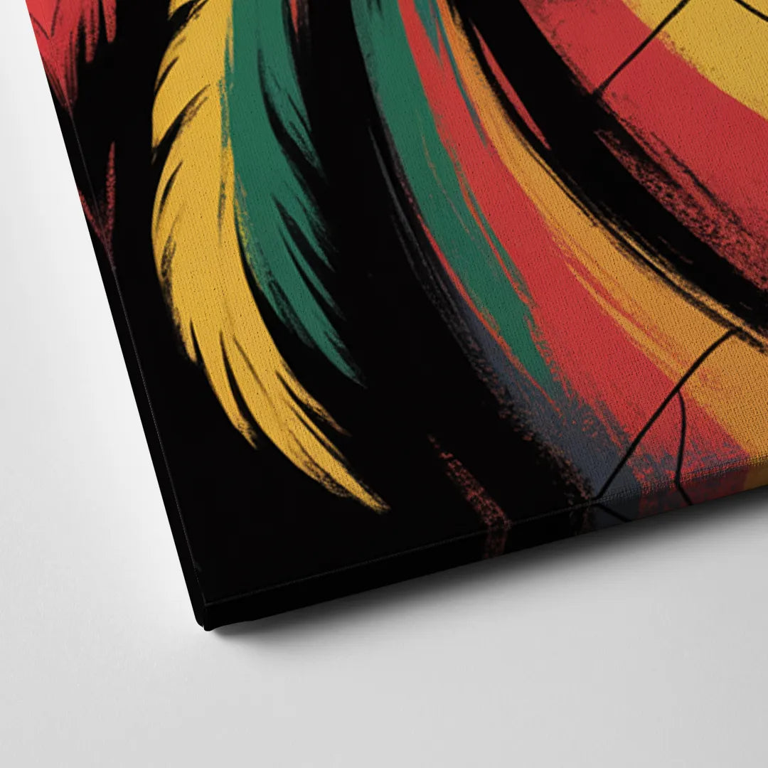 Chicago Blackhawks Dynamic Abstract Art Hockey and Feathers Canvas Close Up
