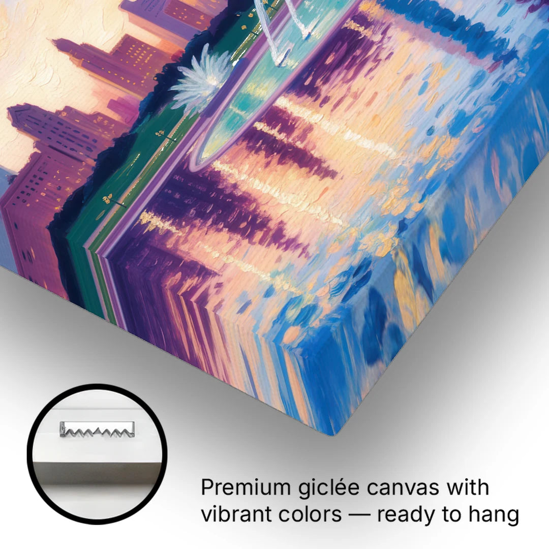 Chicago Buckingham Fountain at Dusk - Canvas Wall Art - Gallery Wrap Corner