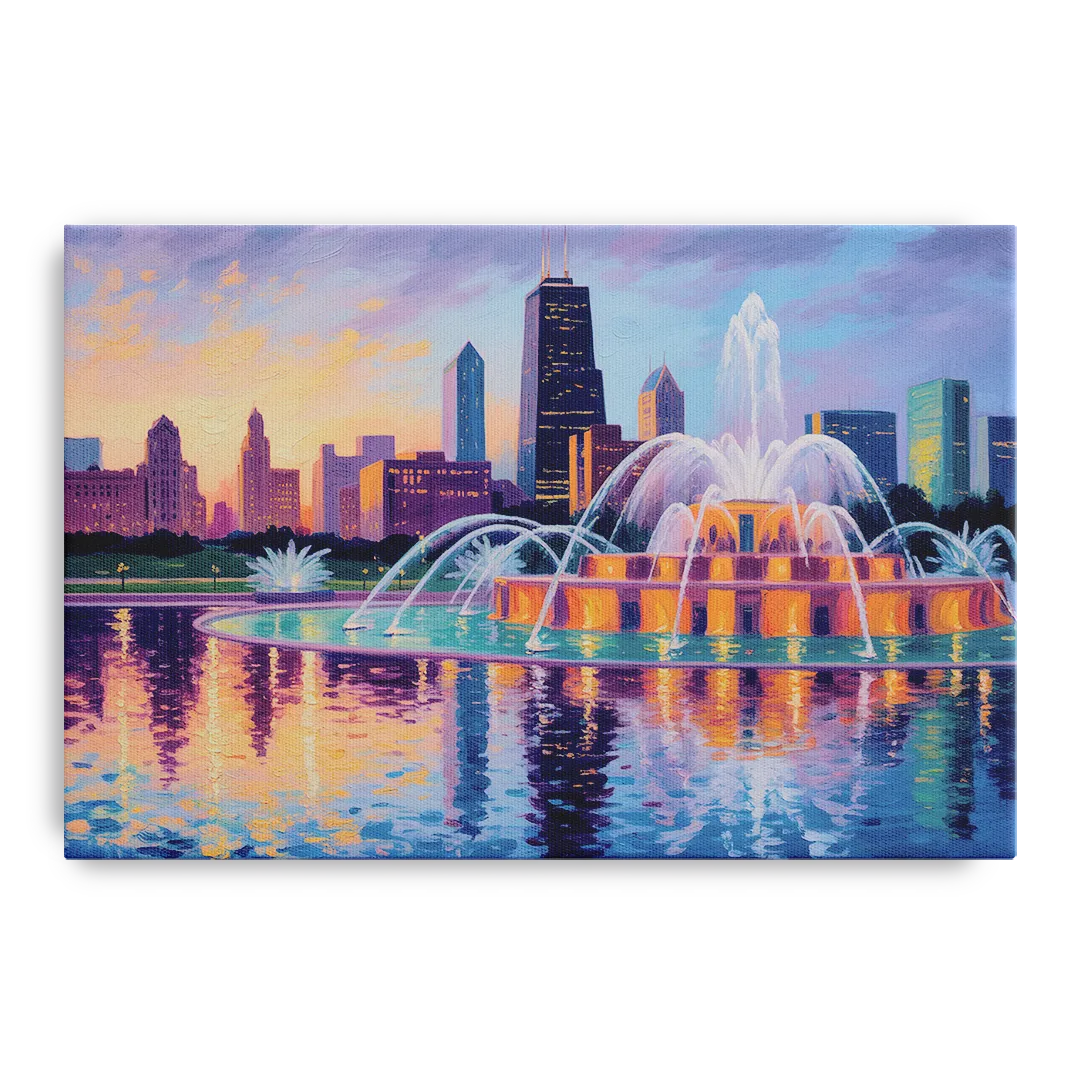 Chicago Buckingham Fountain at Dusk - Canvas Wall Art