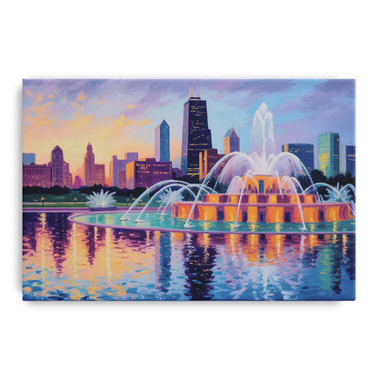 Chicago Buckingham Fountain at Dusk - Canvas Wall Art