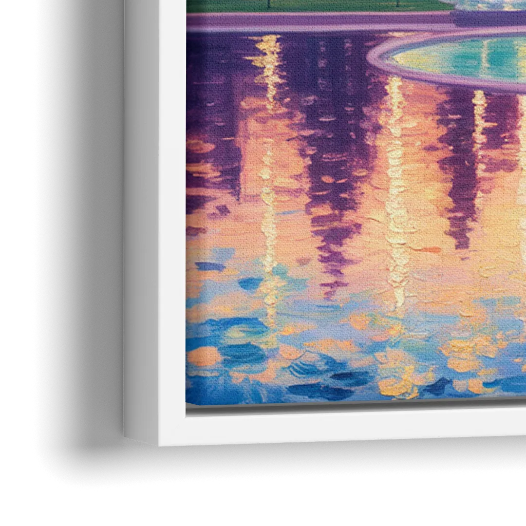 Chicago Buckingham Fountain at Dusk - Close-Up White Frame Canvas