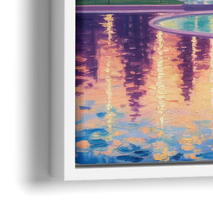 Chicago Buckingham Fountain at Dusk - Close-Up White Frame Canvas