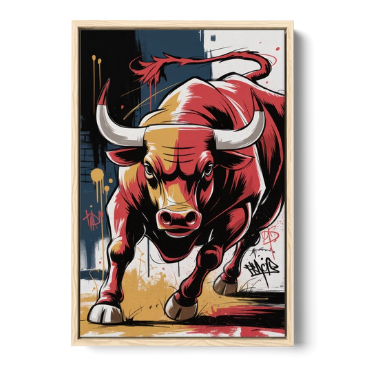 Chicago Bulls Street Graffiti Edition - Oak Framed Canvas Wall Art - Front