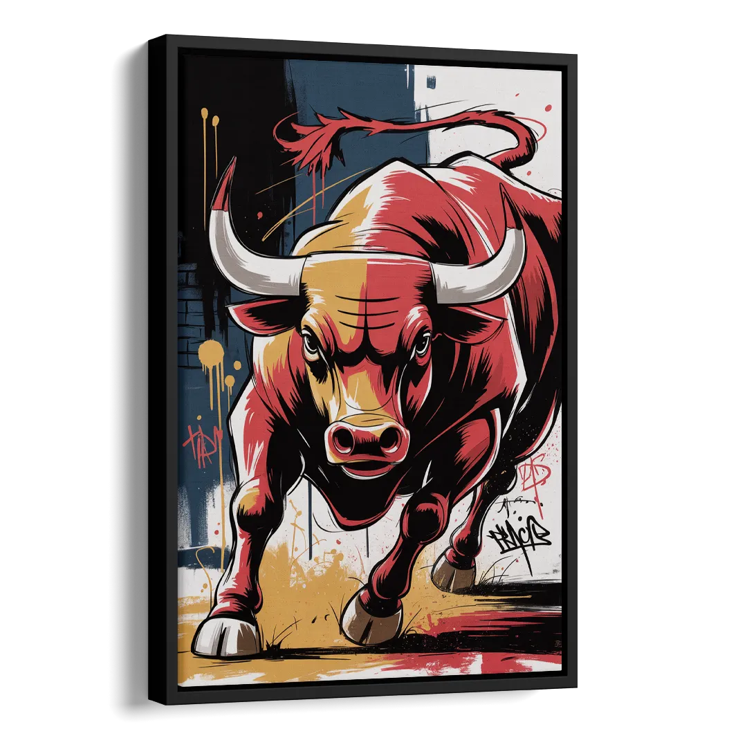 Chicago Bulls Street Graffiti Edition Side - Black Canvas Wall Art