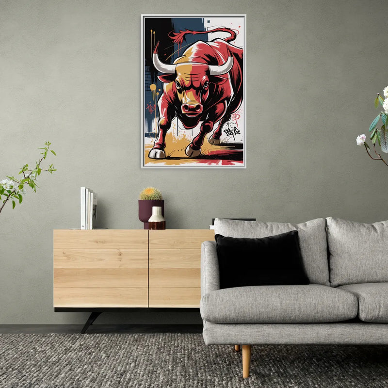 Chicago Bulls Street Graffiti Edition - Living Room White Frame Canvas