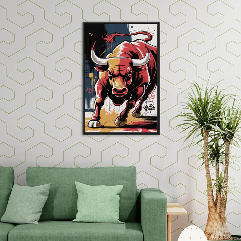 Chicago Bulls Street Graffiti Edition - Living Room Black Frame Canvas