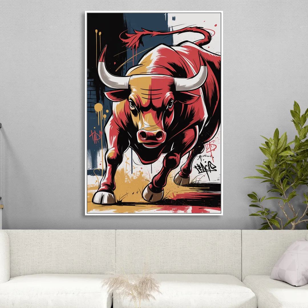 Chicago Bulls Street Graffiti Edition Sitting Room - White Canvas Wall Art