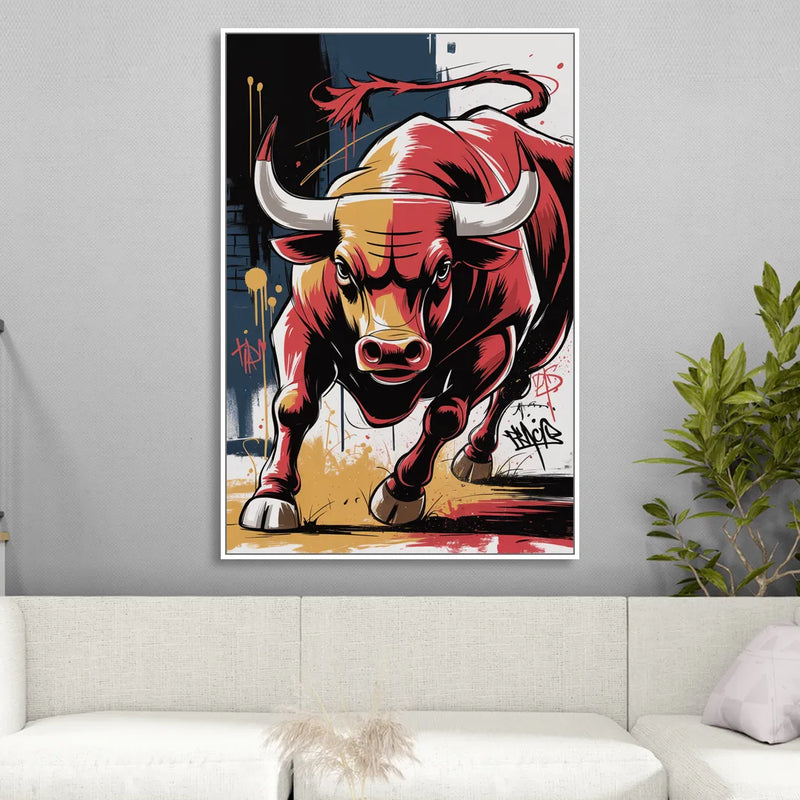 Chicago Bulls Street Graffiti Edition Sitting Room - White Canvas Wall Art