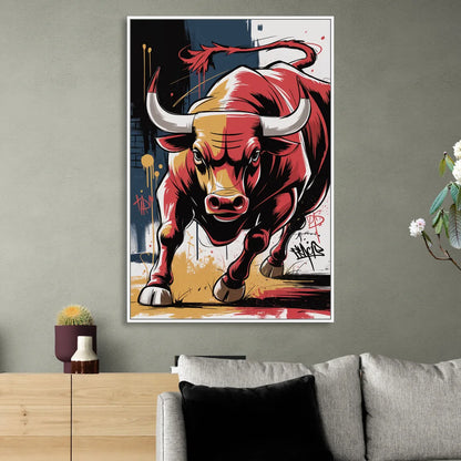 Chicago Bulls Street Graffiti Edition Living Room - White Canvas Wall Art