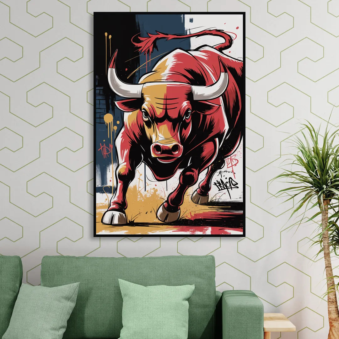 Chicago Bulls Street Graffiti Edition Living Room - Black Canvas Wall Art