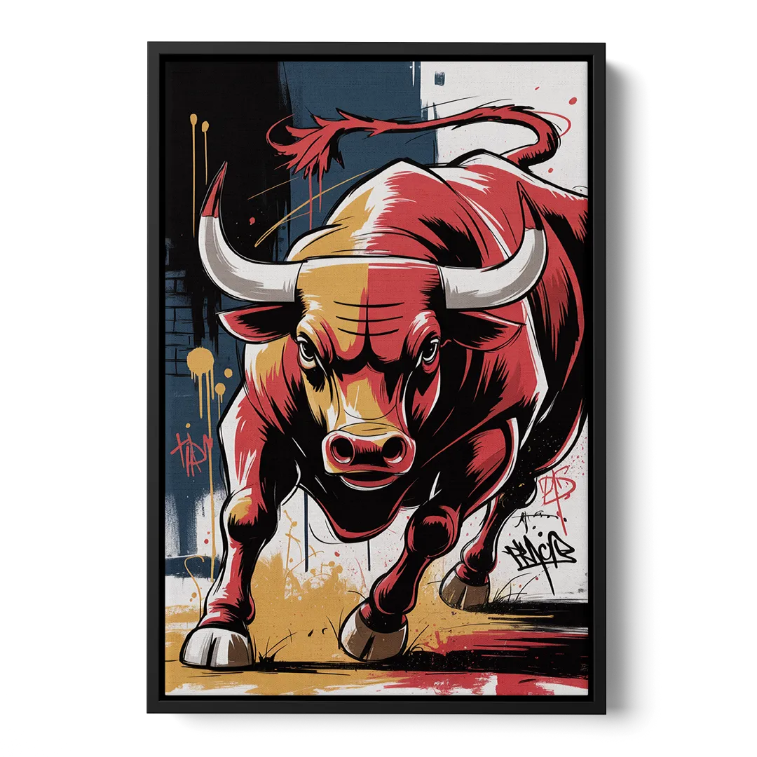 Chicago Bulls Street Graffiti Edition Front - Black Canvas Wall Art