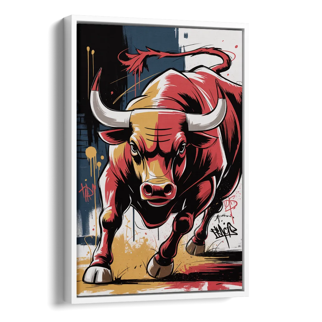 Chicago Bulls Street Graffiti Edition Side - White Canvas Wall Art