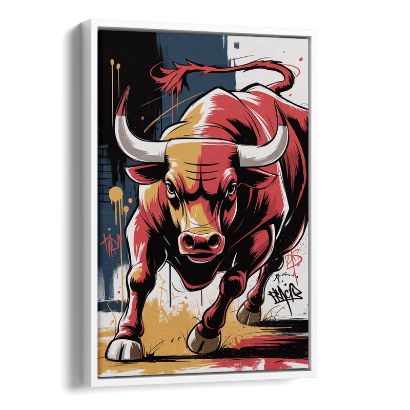Chicago Bulls Street Graffiti Edition Side - White Canvas Wall Art