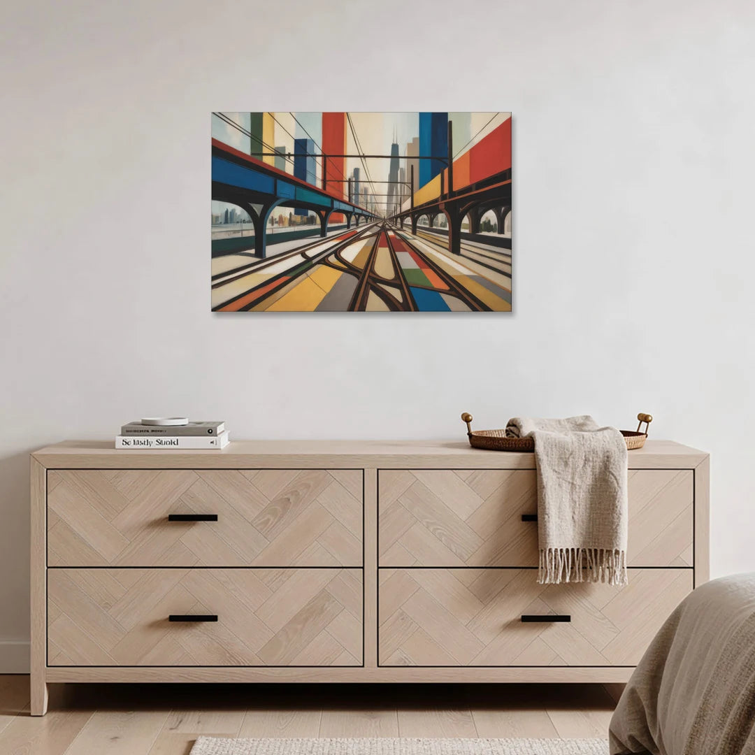 Chicago CTA Train Lines Pop Art - Canvas Wall Art - Coffee Table - 36x24