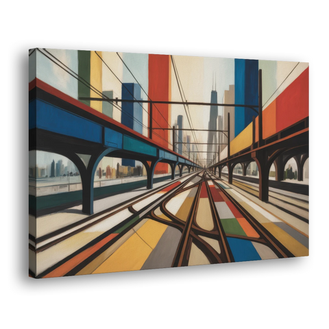 Chicago CTA Train Lines Pop Art - Canvas Wall Art - Side