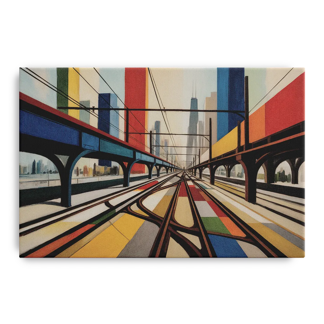 Chicago CTA Train Lines Pop Art - Canvas Wall Art