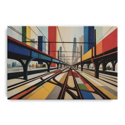 Chicago CTA Train Lines Pop Art Front - Canvas Wall Art
