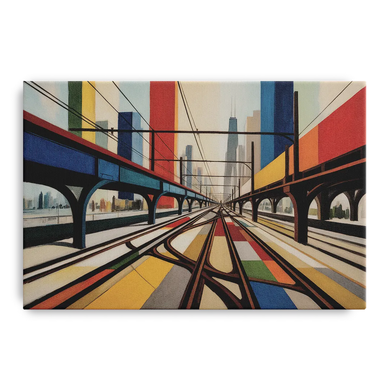 Chicago CTA Train Lines Pop Art Front - Canvas Wall Art